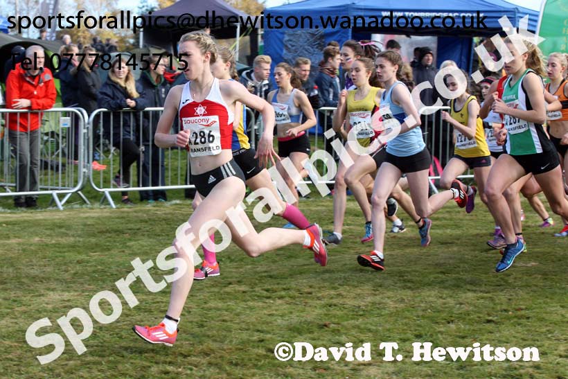 Junior women, 2016 National Cross Cpuntry Relays, Berry Hill Park, Mansfield. Photo: David T. Hewitson/Sports for All Pics